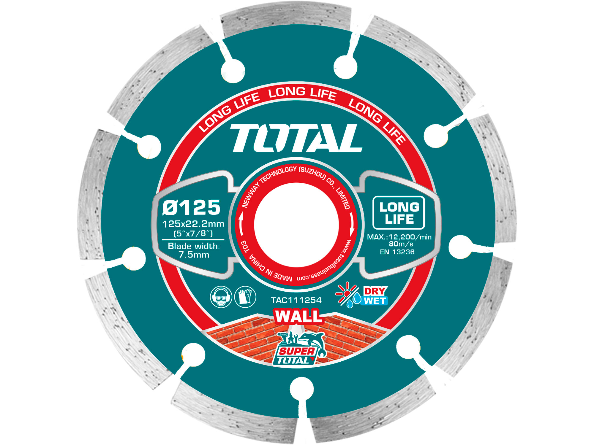 Disco de corte de diamante segmentado, corte a seco e a húmido, 125 mm Disco de corte de diamante segmentado, corte a seco e a húmido, 125 mm
