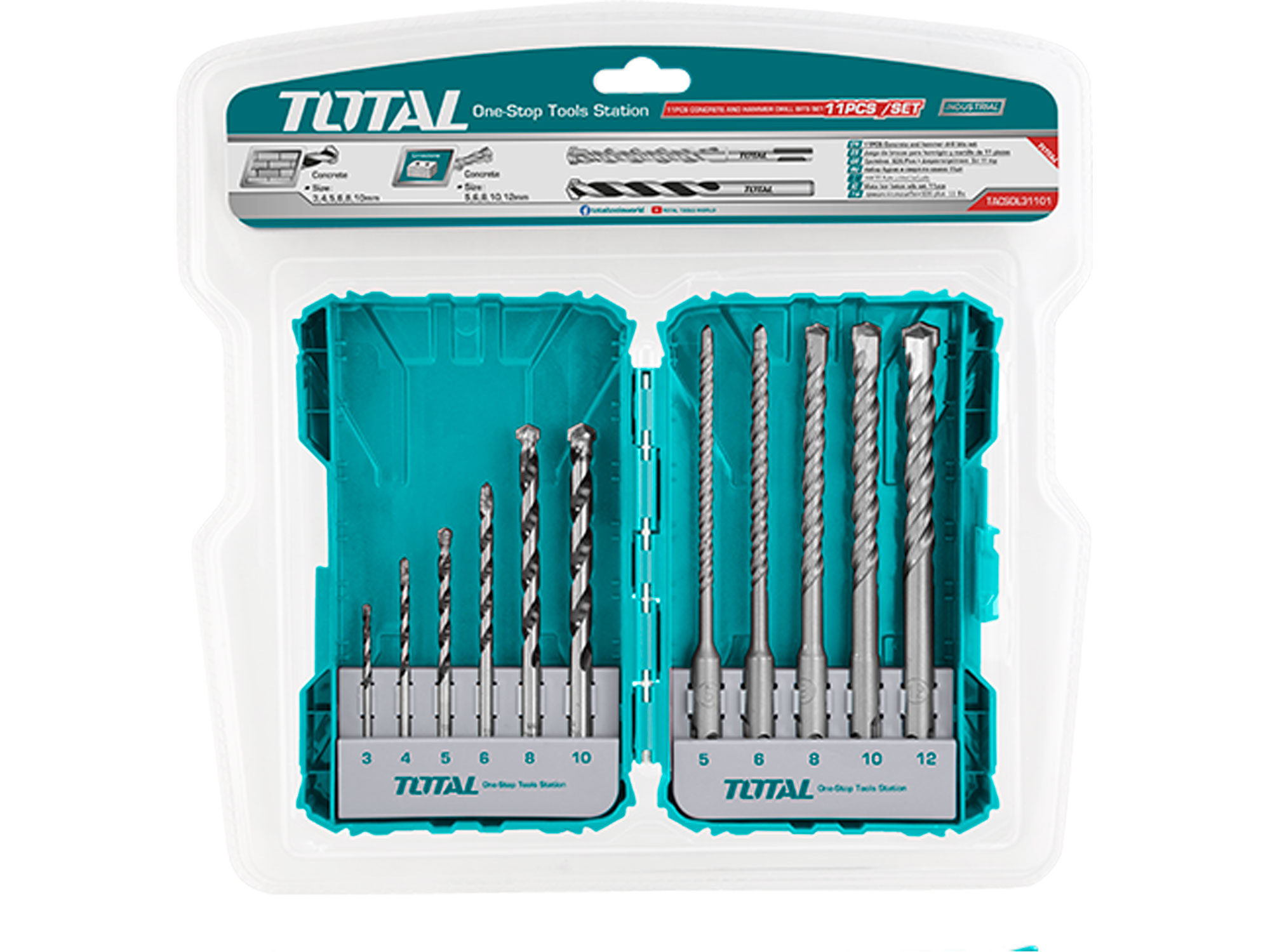 Brocas para betão, conjunto de 11, industriais Brocas para betão, conjunto de 11, industriais