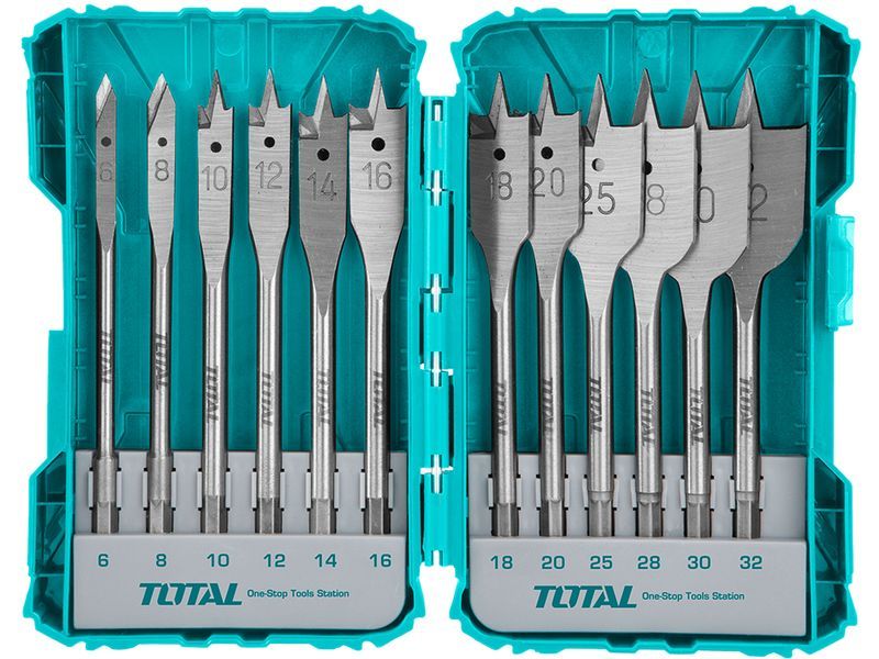 Broca plana para madeira, conjunto de 12 peças, 152 mm Broca plana para madeira, conjunto de 12 peças, 152 mm