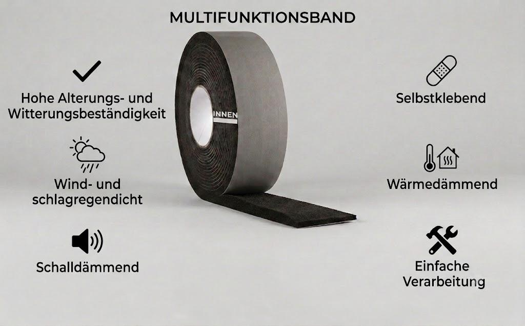 Fita de selagem multifuncional 65/15-30 mm, preta, 3m Fita de selagem multifuncional 65/15-30 mm, preta, 3m
