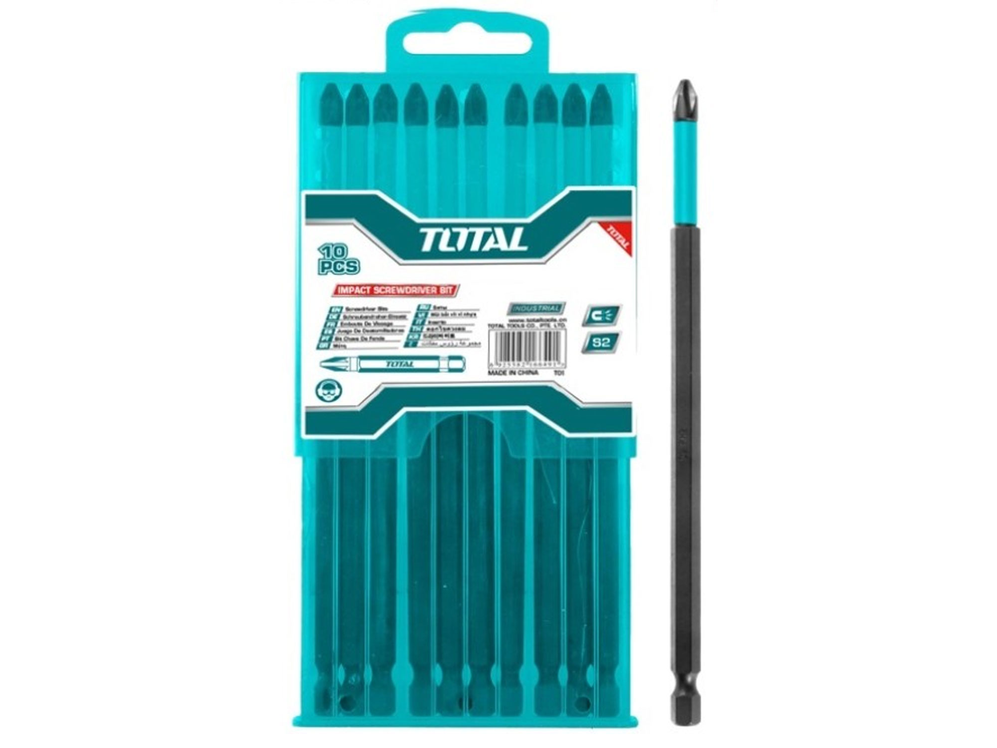 Total Bits para aparafusadoras de impacto, 250 mm, S2, conjunto de 10, industrial Total Bits para aparafusadoras de impacto, 250 mm, S2, conjunto de 10, industrial